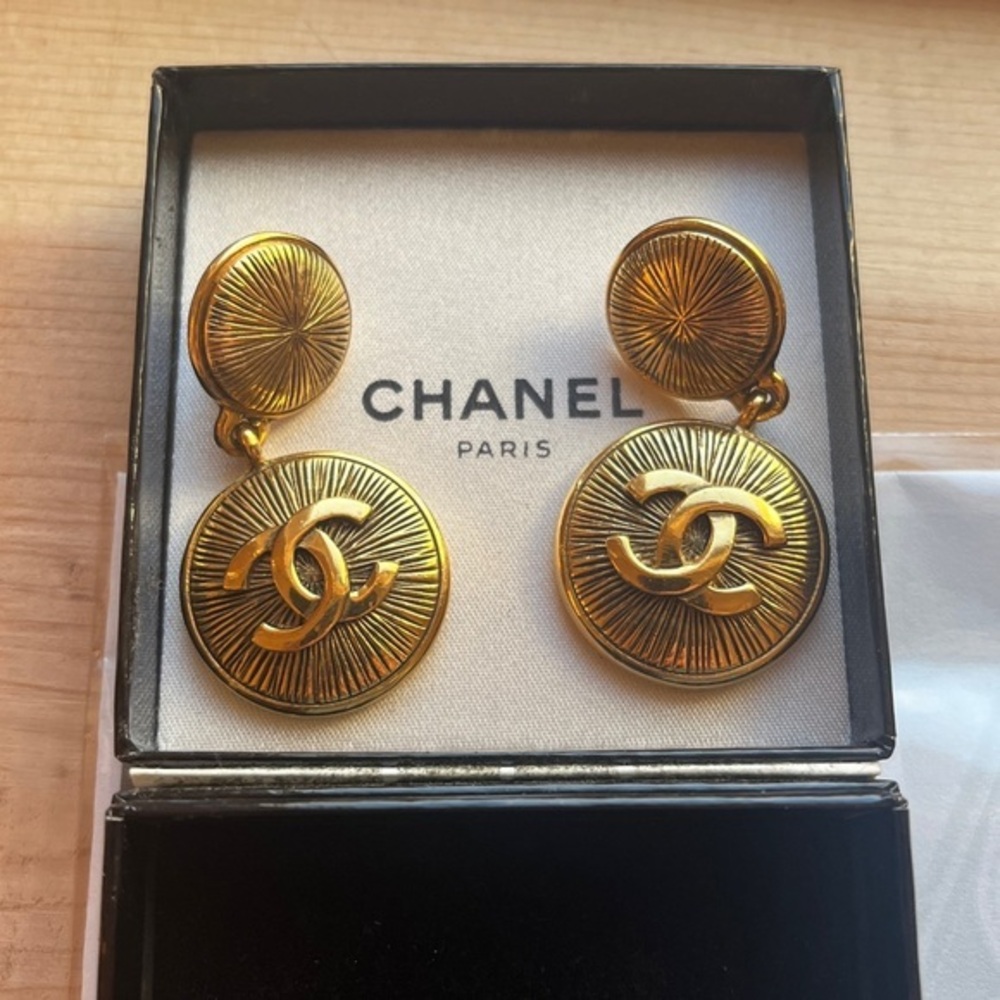 Vintage Chanel Sunburst Dangle Earrings